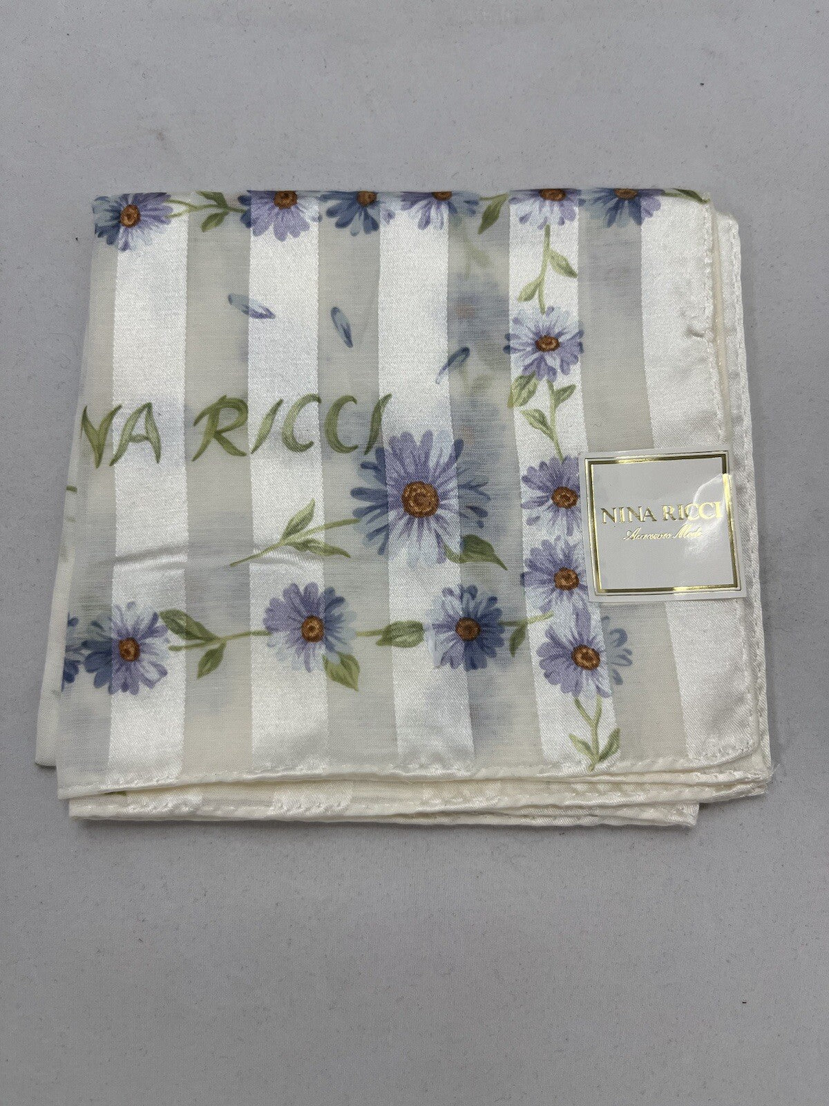NINA RICCI Small Silk/Cotton handkerchief - Floral  - 52 x 52 cm