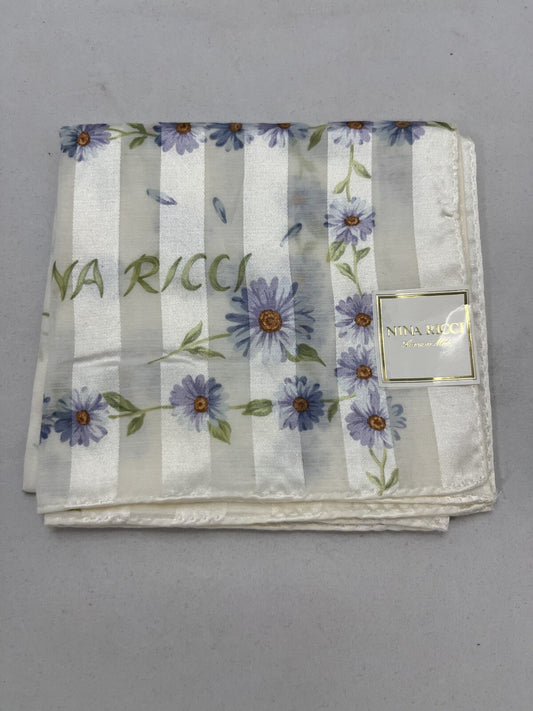 NINA RICCI Small Silk/Cotton handkerchief - Floral  - 52 x 52 cm