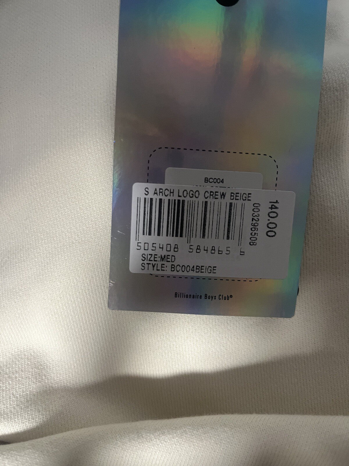 BILLIONAIRE BOYS CLUB MEDIUM ARCH LOGO CREWNECK MENS SWEATSHIRT BEIGE