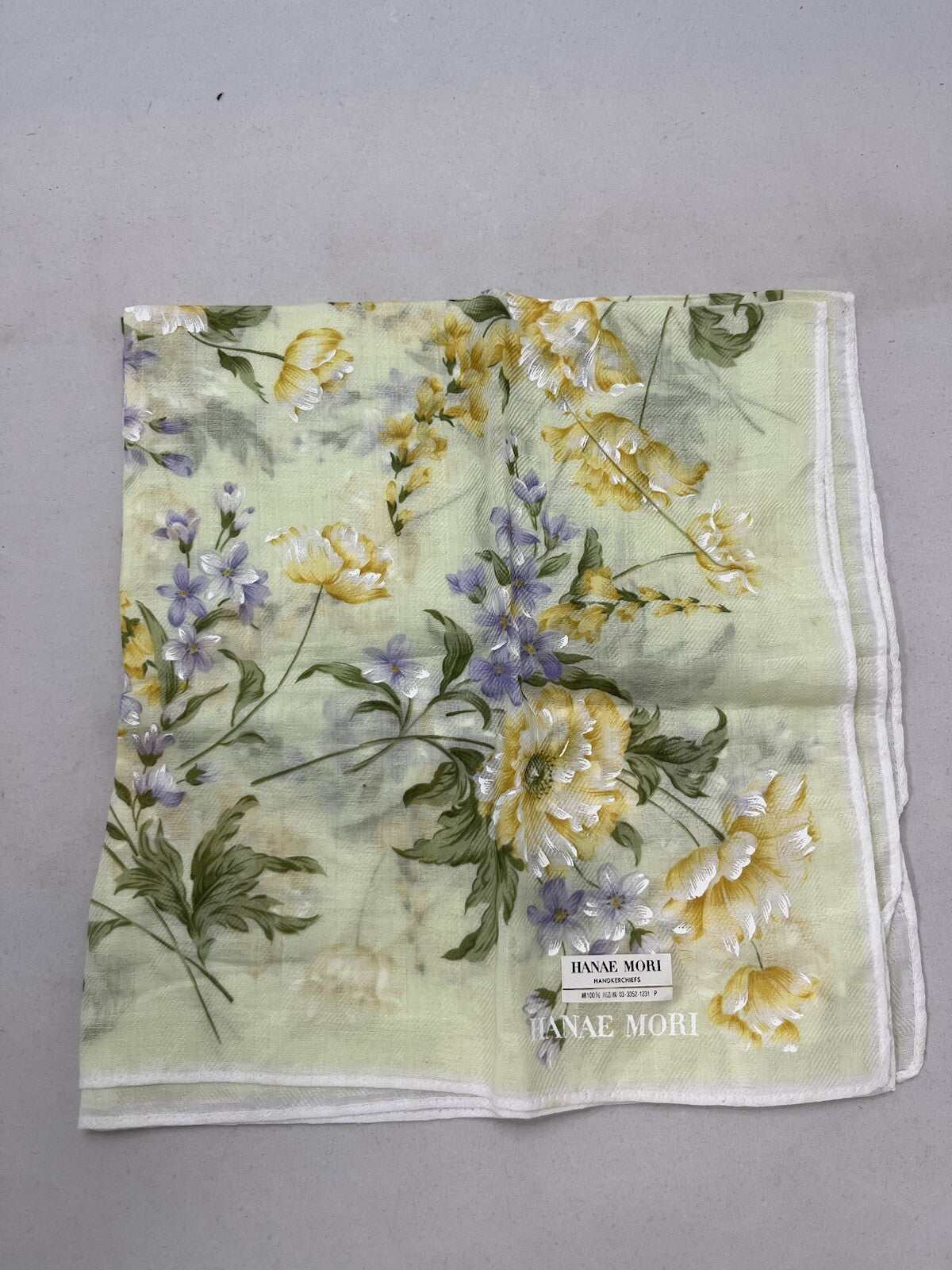 Hanae Mori Hand Painted Handkerchief Neckerchief
