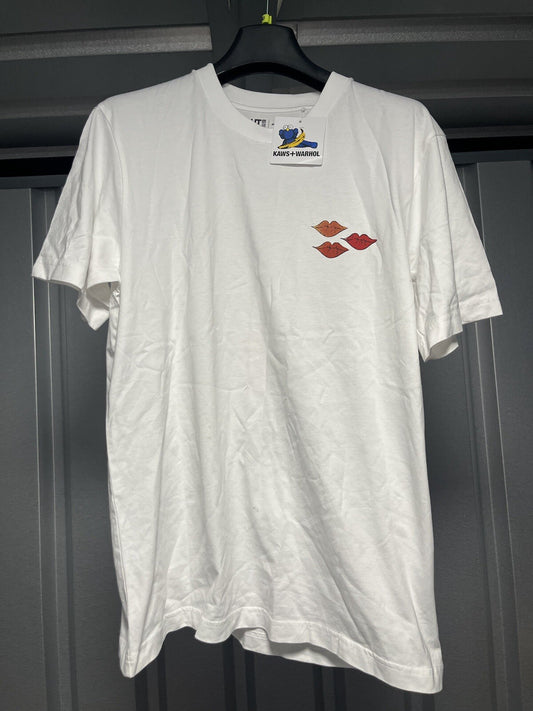UNIQLO KAWS x Andy Warhol T-Shirt Men's M White Cotton Crew Neck  Shirt. New