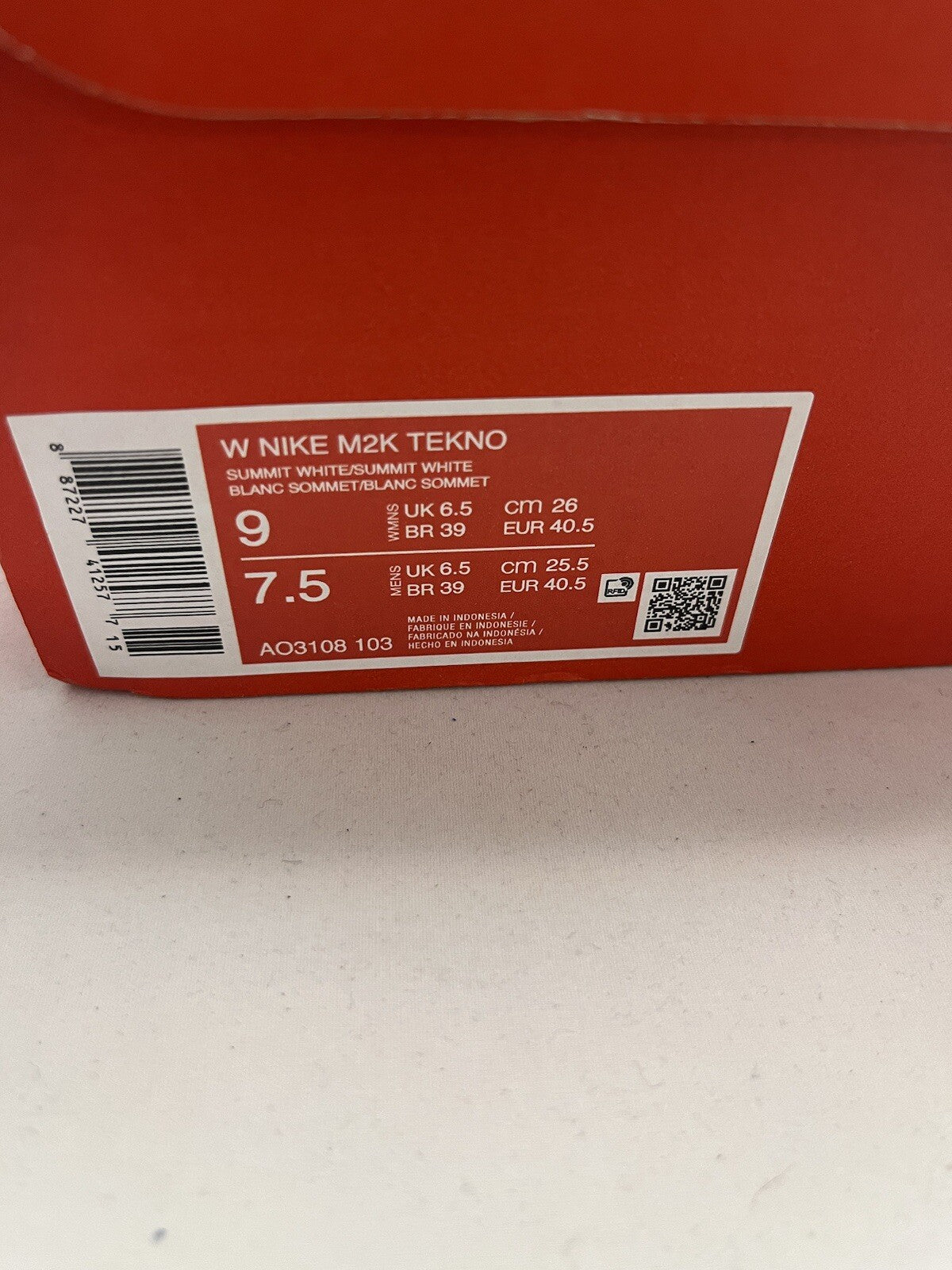 Nike M2K Tekno Summit White Womens Trainers UK Size 4 Brand New with box