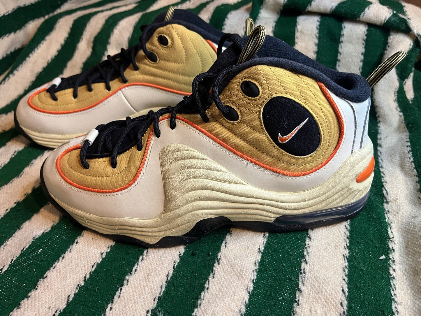 Nike Air Penny 2 Trainers Wheat Gold/Safety Orange Black Size UK 8/US 9