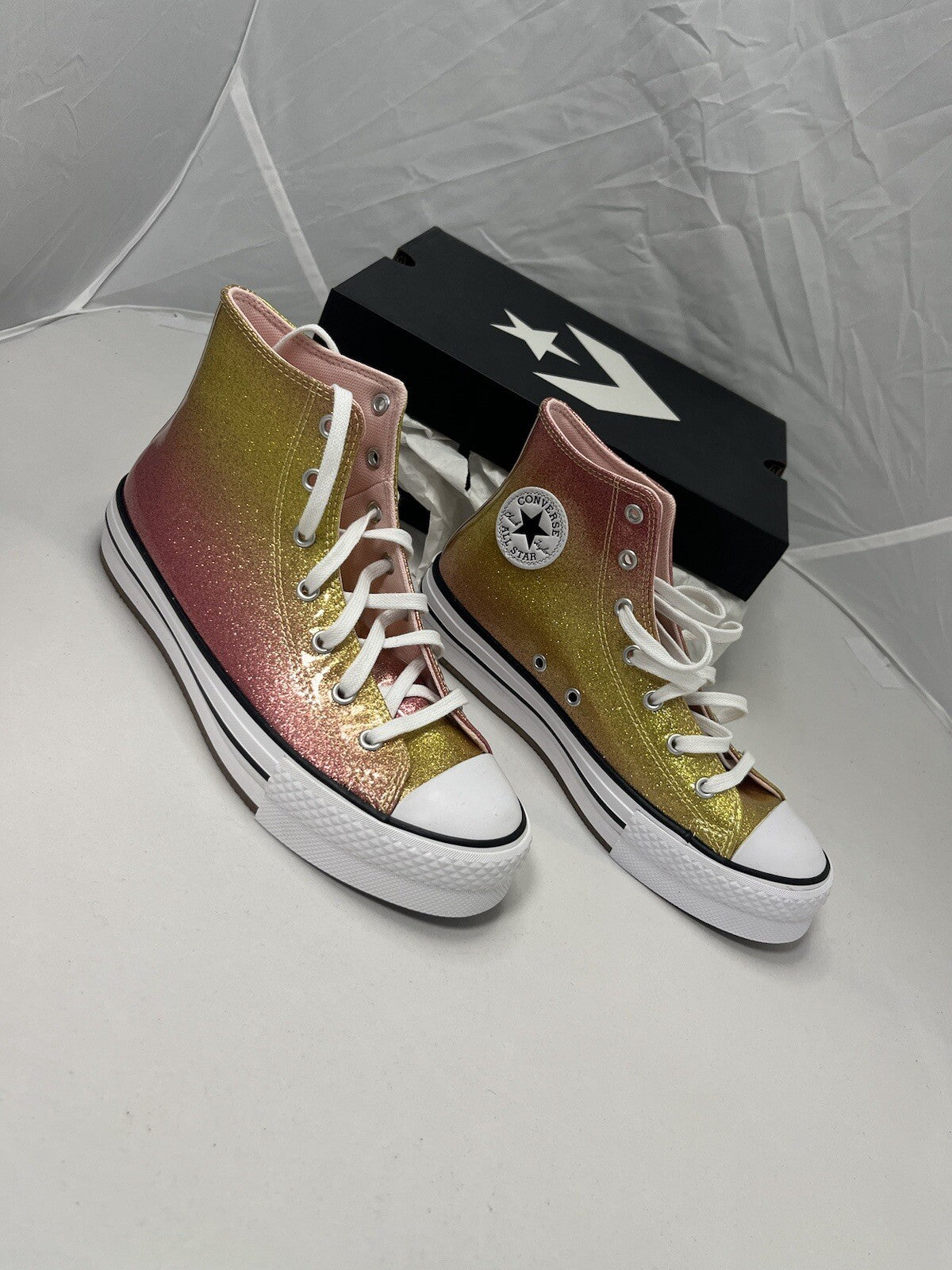 Taylor All Star Eva Lift Platform Citrus Glitz Size UK 4.5