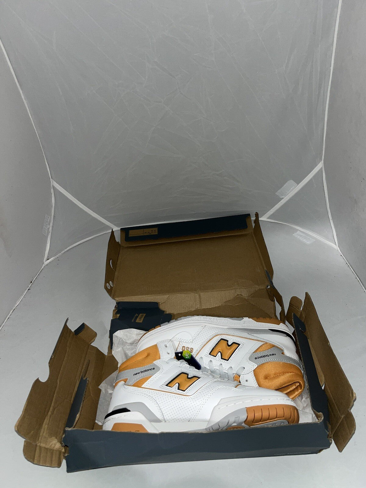 New Balance 650 Hi Trainers - UK Size 6.5 - Orange White Brand new box damage