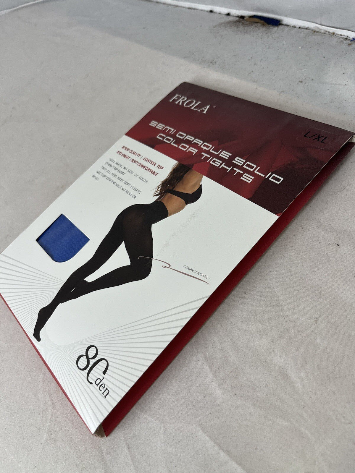 Frola Semi Opaque Solid Color Blue Tights Size L/XL 5'3" -5'11" 120 - 180 lbs.