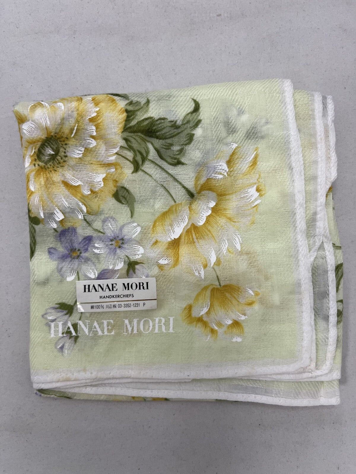 Hanae Mori Hand Painted Handkerchief Neckerchief