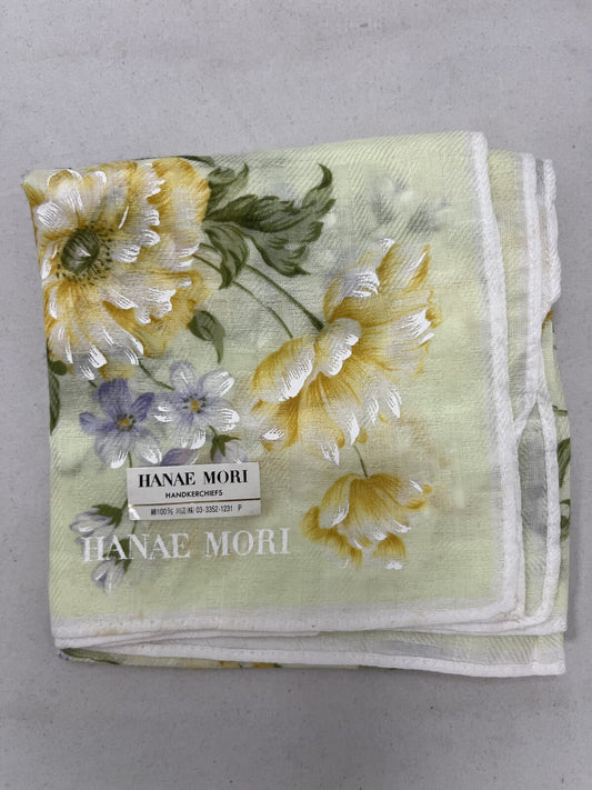 Hanae Mori Hand Painted Handkerchief Neckerchief