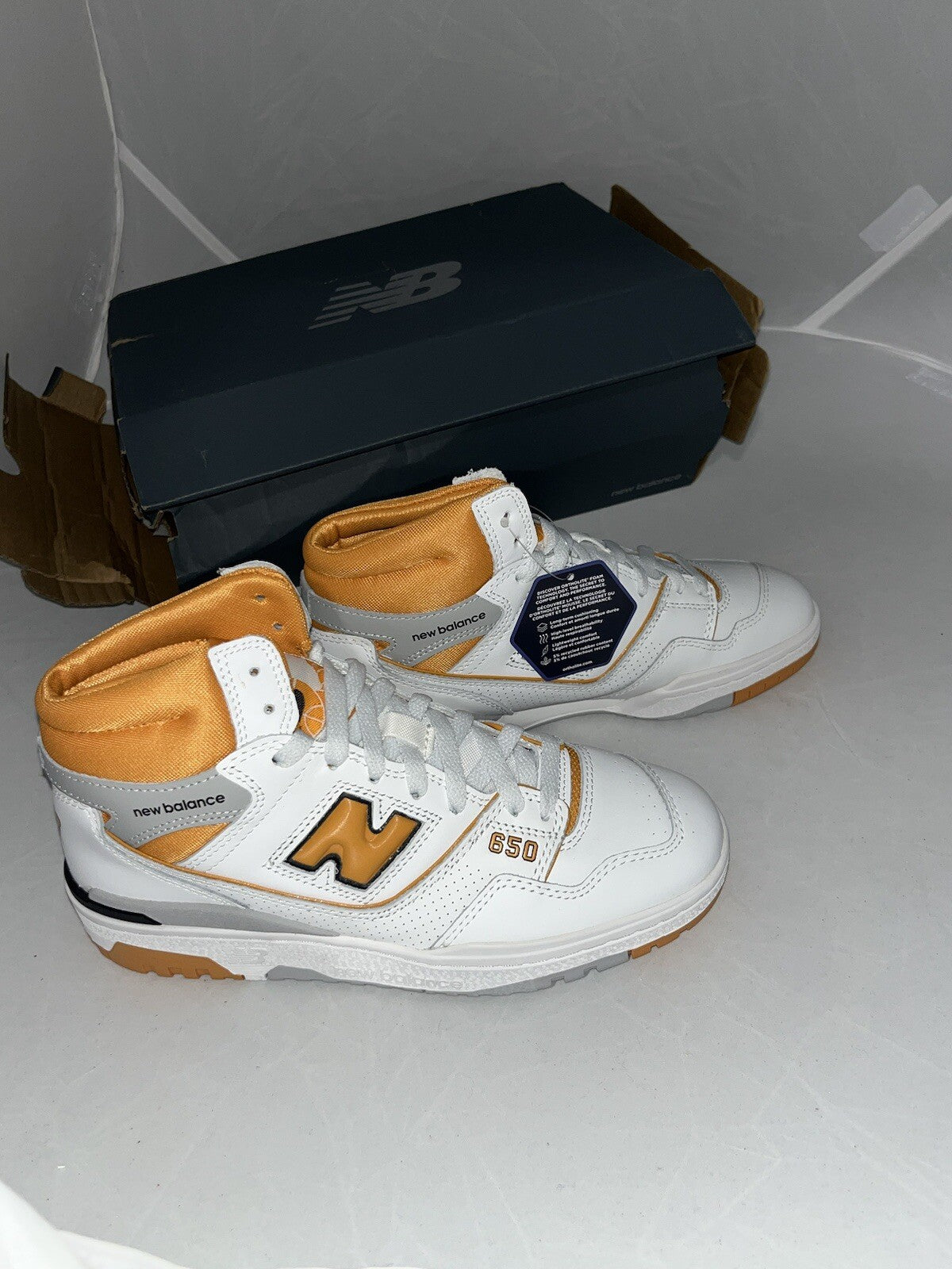 New Balance 650 Hi Trainers - UK Size 6.5 - Orange White Brand new box damage