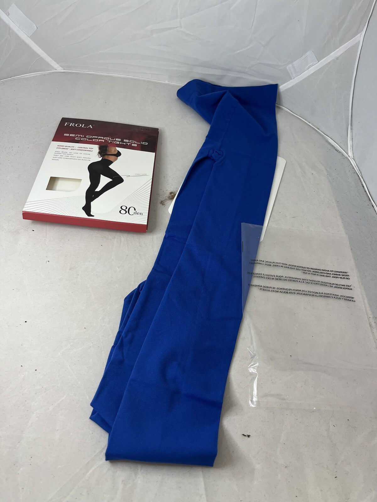 Frola Semi Opaque Solid Color Blue Tights Size L/XL 5'3" -5'11" 120 - 180 lbs.