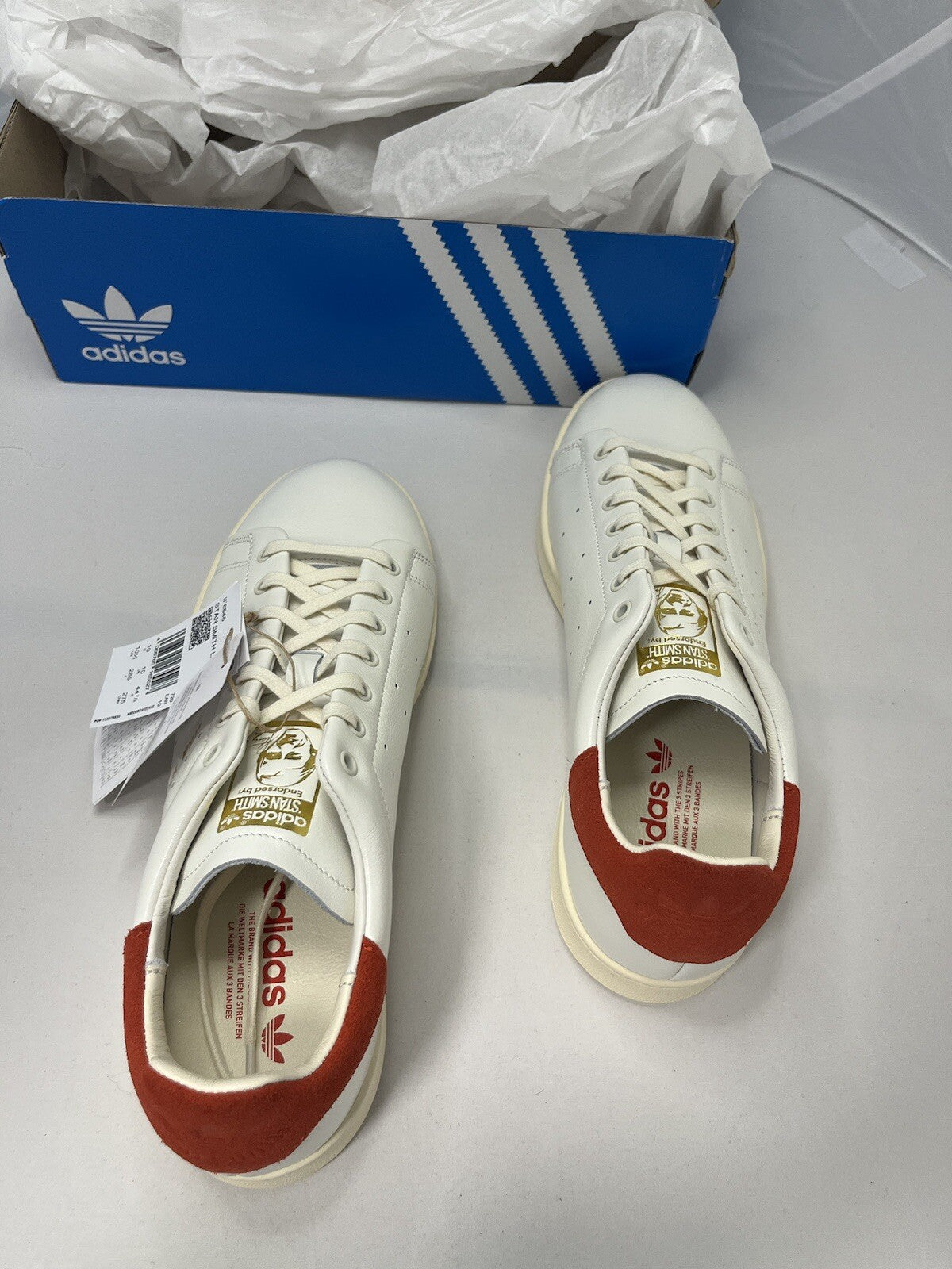 Size UK 10 Adidas Stan Smith Lux White Red Brand New In Box 📦