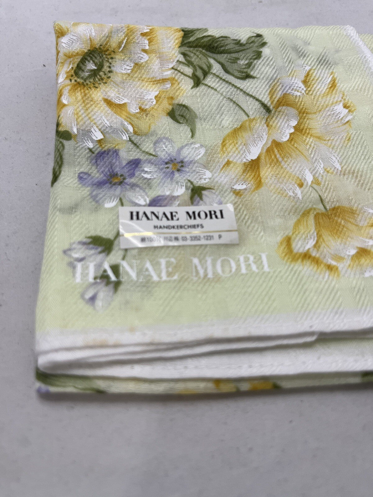 Hanae Mori Hand Painted Handkerchief Neckerchief