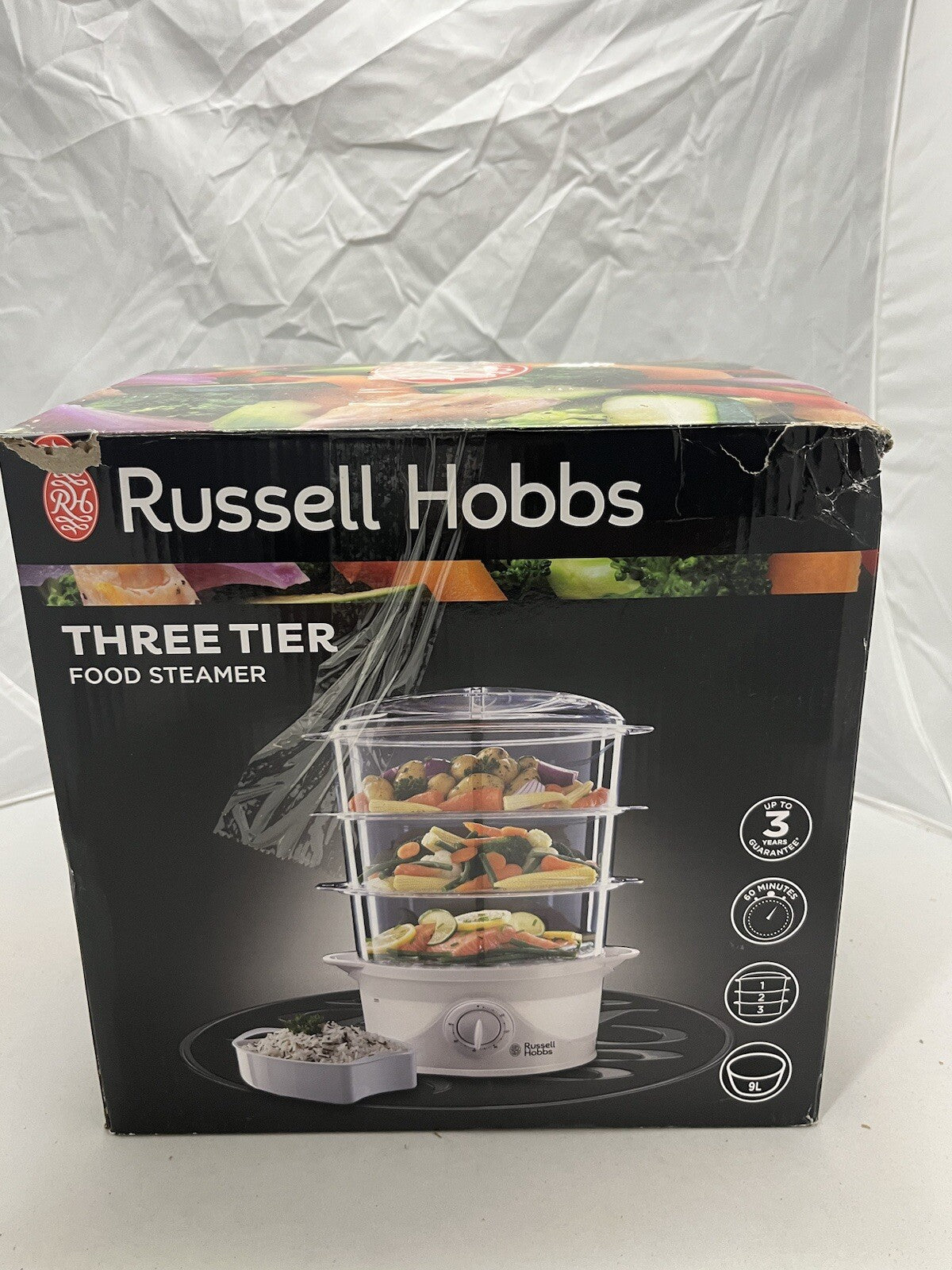 Russell Hobbs Food Steamer 3 Tier with 1L Rice Bowl & 60 Minute Timer - 21140