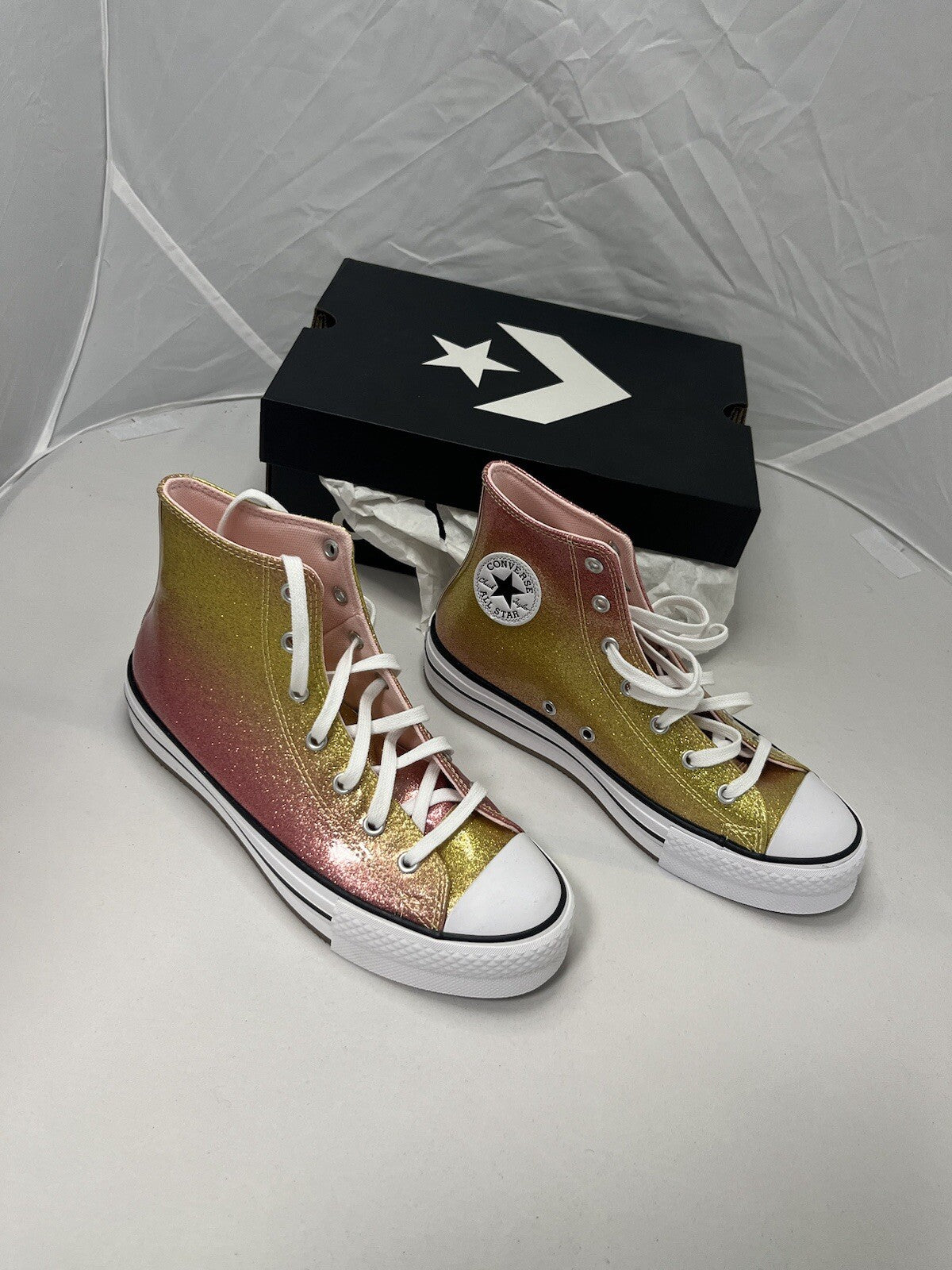 Taylor All Star Eva Lift Platform Citrus Glitz Size UK 4.5