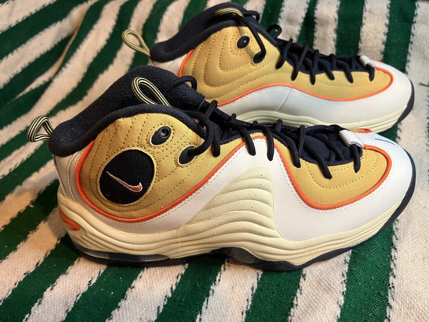 Nike Air Penny 2 Trainers Wheat Gold/Safety Orange Black Size UK 8/US 9