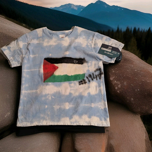 Custom Made 1947 T Shirt Blue & White Size 5-6 Years