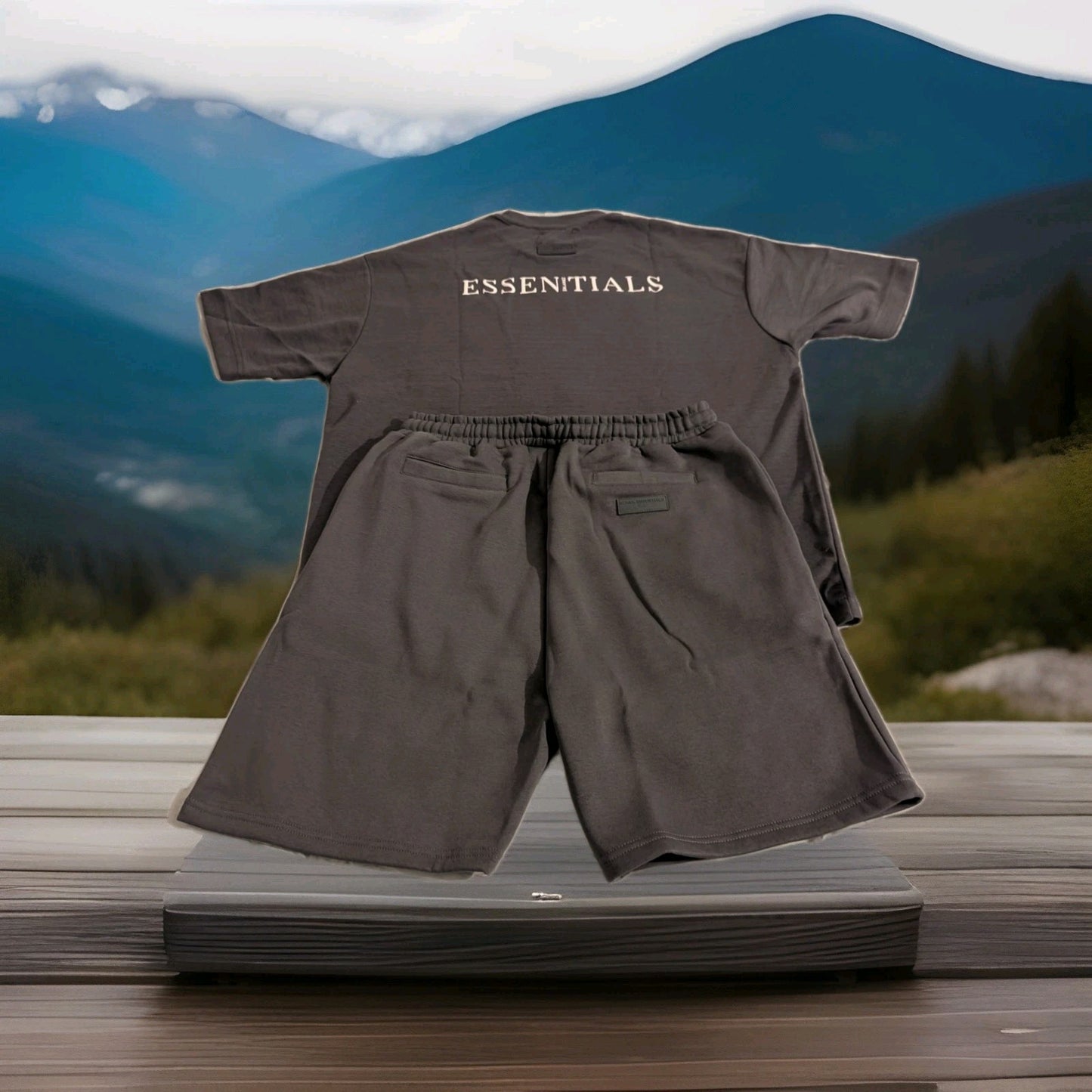 Essentials  Blank Puff Print T-Shirt and Shorts Set