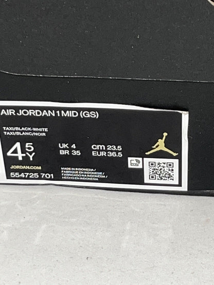 NIKE AIR JORDAN 1 MID GS -TAXI BLACK AND yellow -UK4