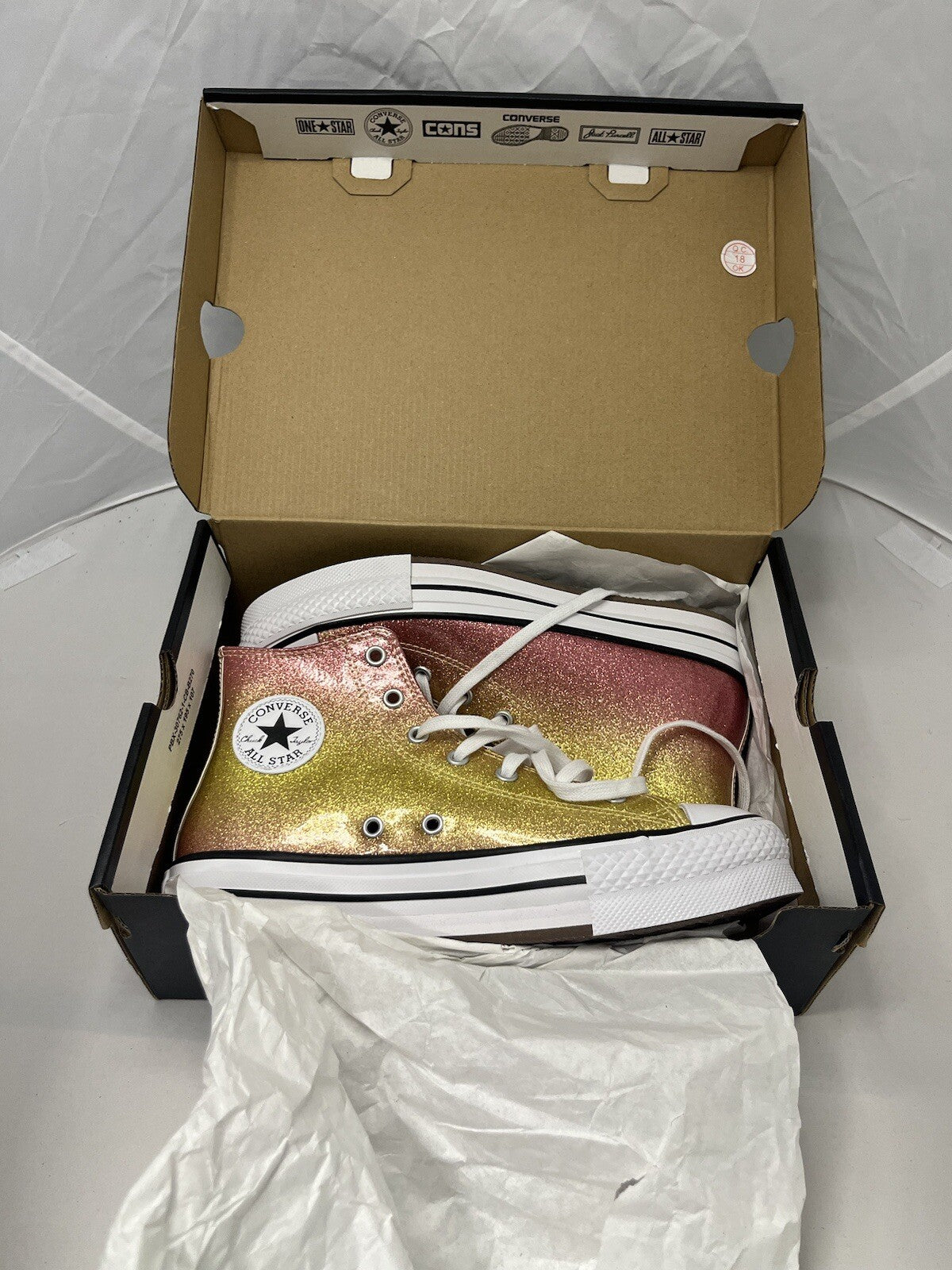  Taylor All Star Eva Lift Platform Citrus Glitz Size UK 4.5