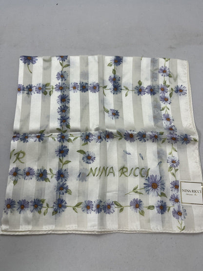 NINA RICCI Small Silk/Cotton handkerchief - Floral  - 52 x 52 cm