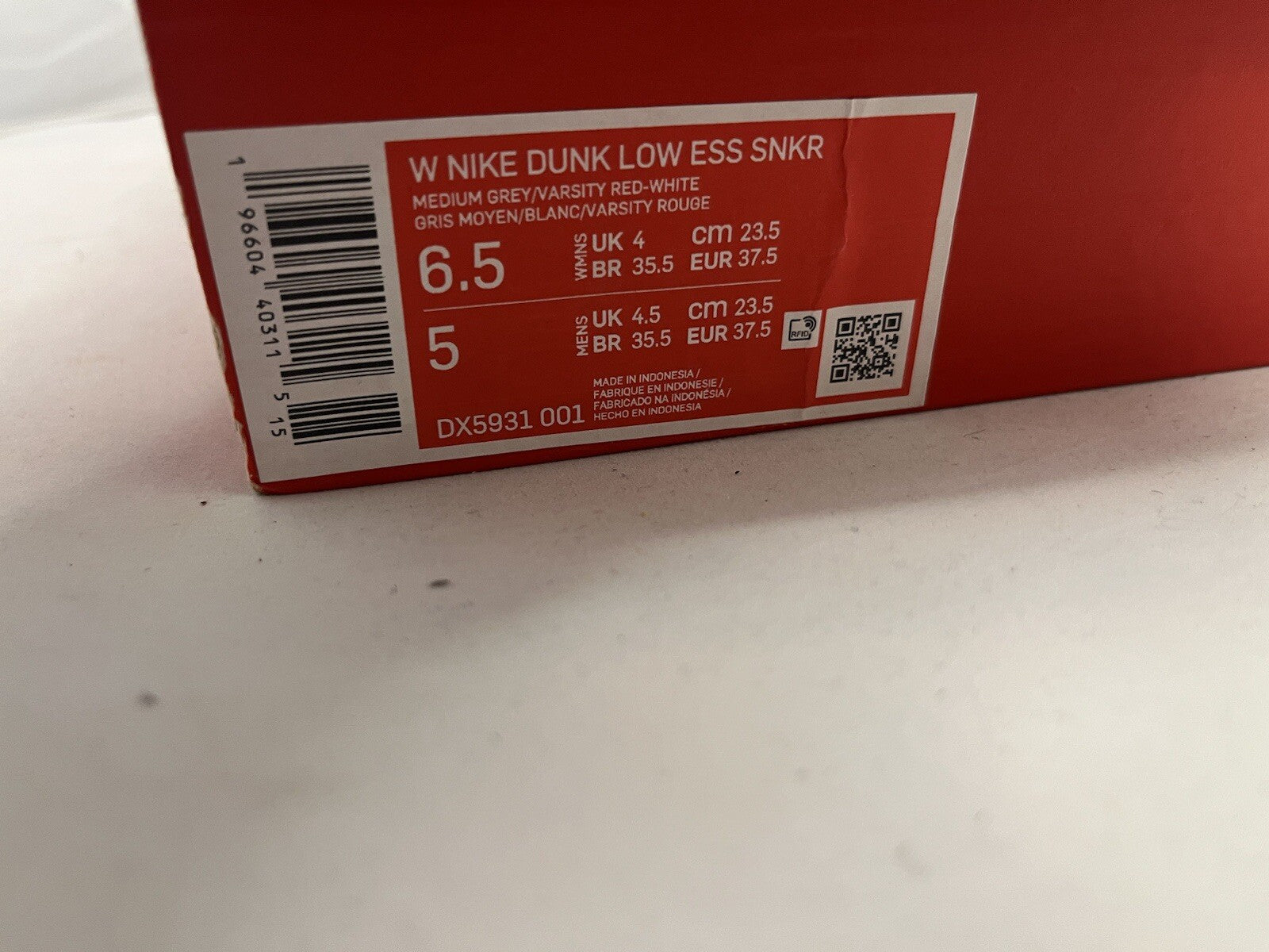 NIKE WMNS DUNK LOW Red SATIN UNLV' - Brand New (with Box) Size 4Uk