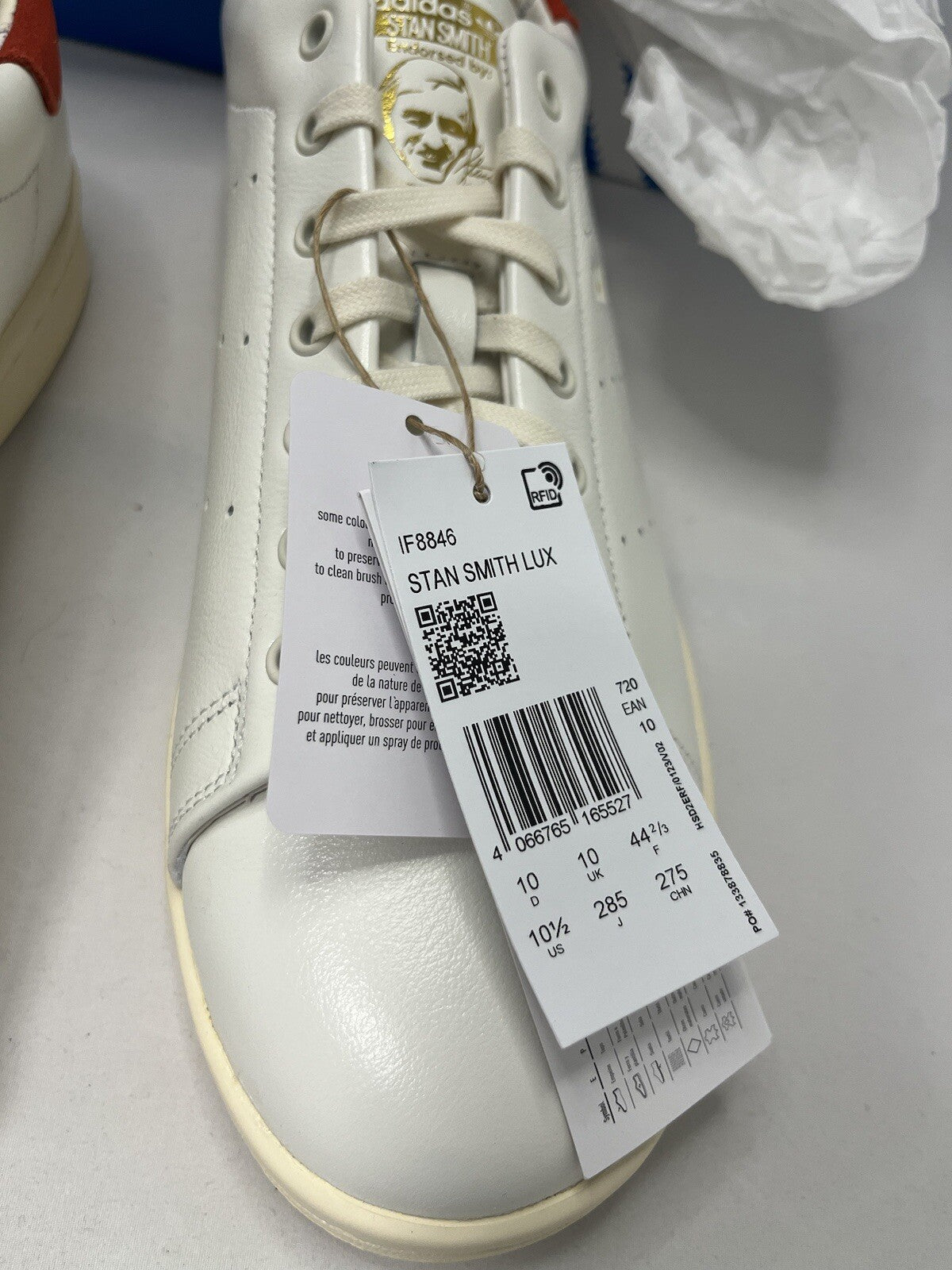 Size UK 10 Adidas Stan Smith Lux White Red Brand New In Box 📦