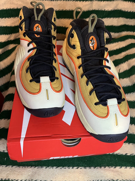 Nike Air Penny 2 Trainers Wheat Gold/Safety Orange Black Size UK 8/US 9