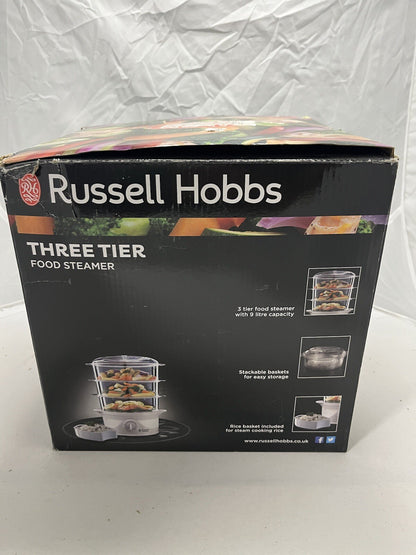 Russell Hobbs Food Steamer 3 Tier with 1L Rice Bowl & 60 Minute Timer - 21140