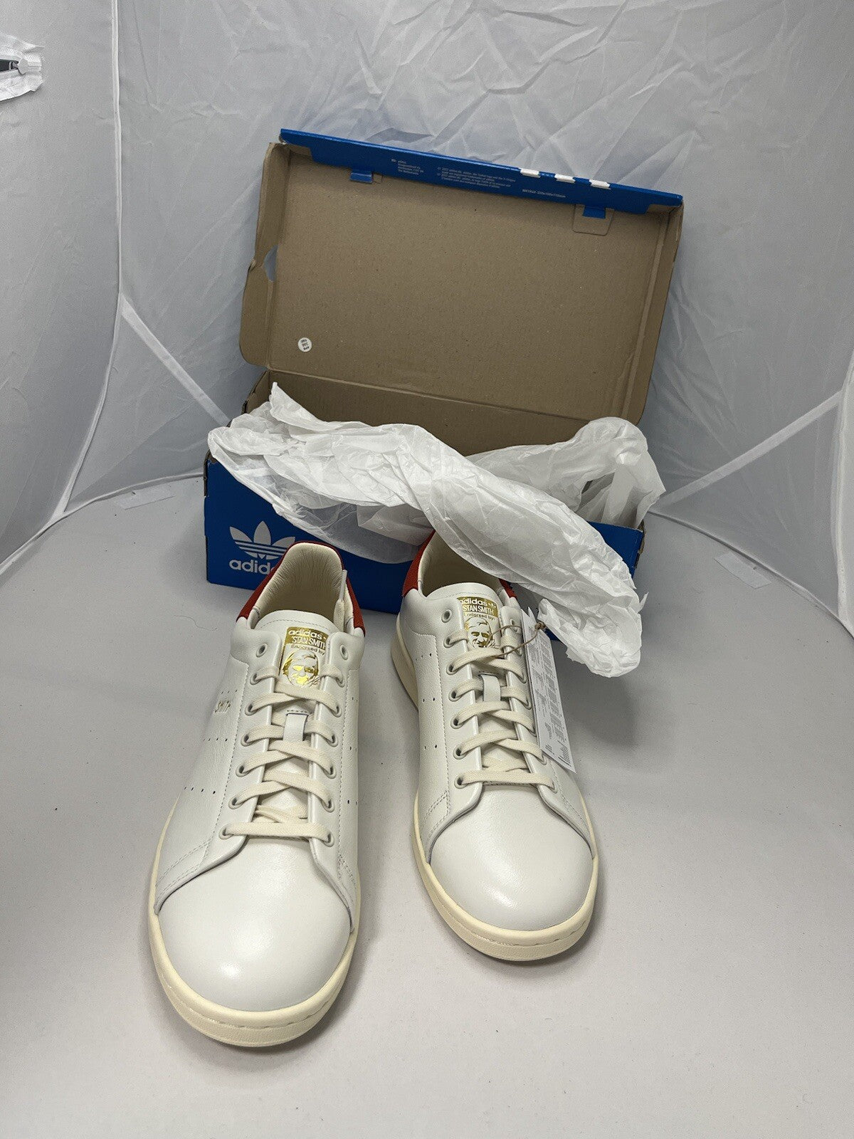 Size UK 10 Adidas Stan Smith Lux White Red Brand New In Box 📦