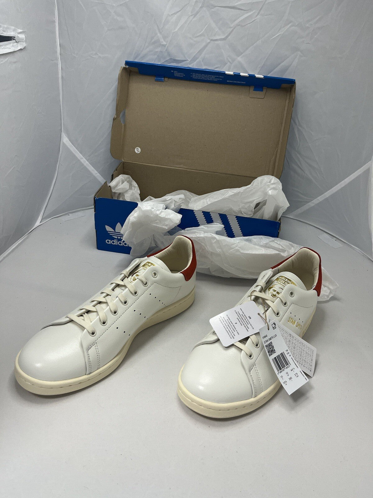 Size UK 10 Adidas Stan Smith Lux White Red Brand New In Box 📦