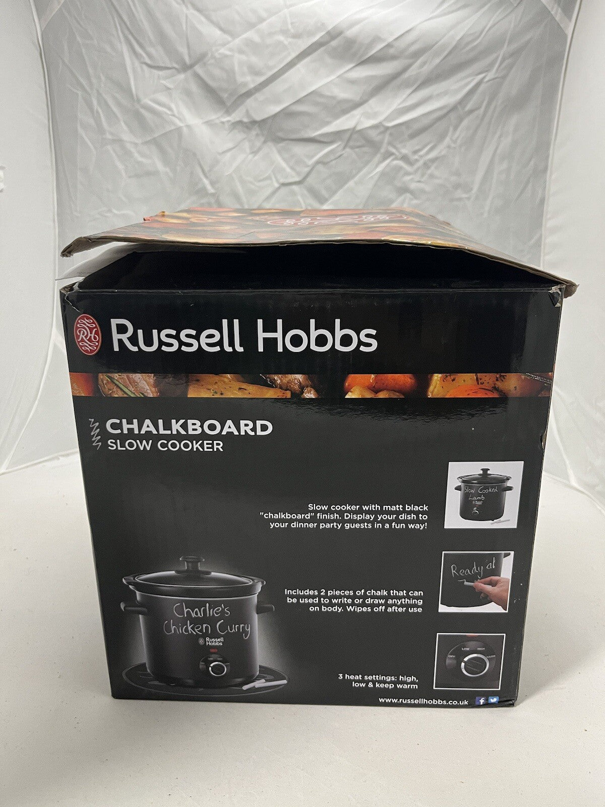 Russell Hobbs Chalk board Slow Cooker 3.5L 4 Portion 24180 Keep Warm Black