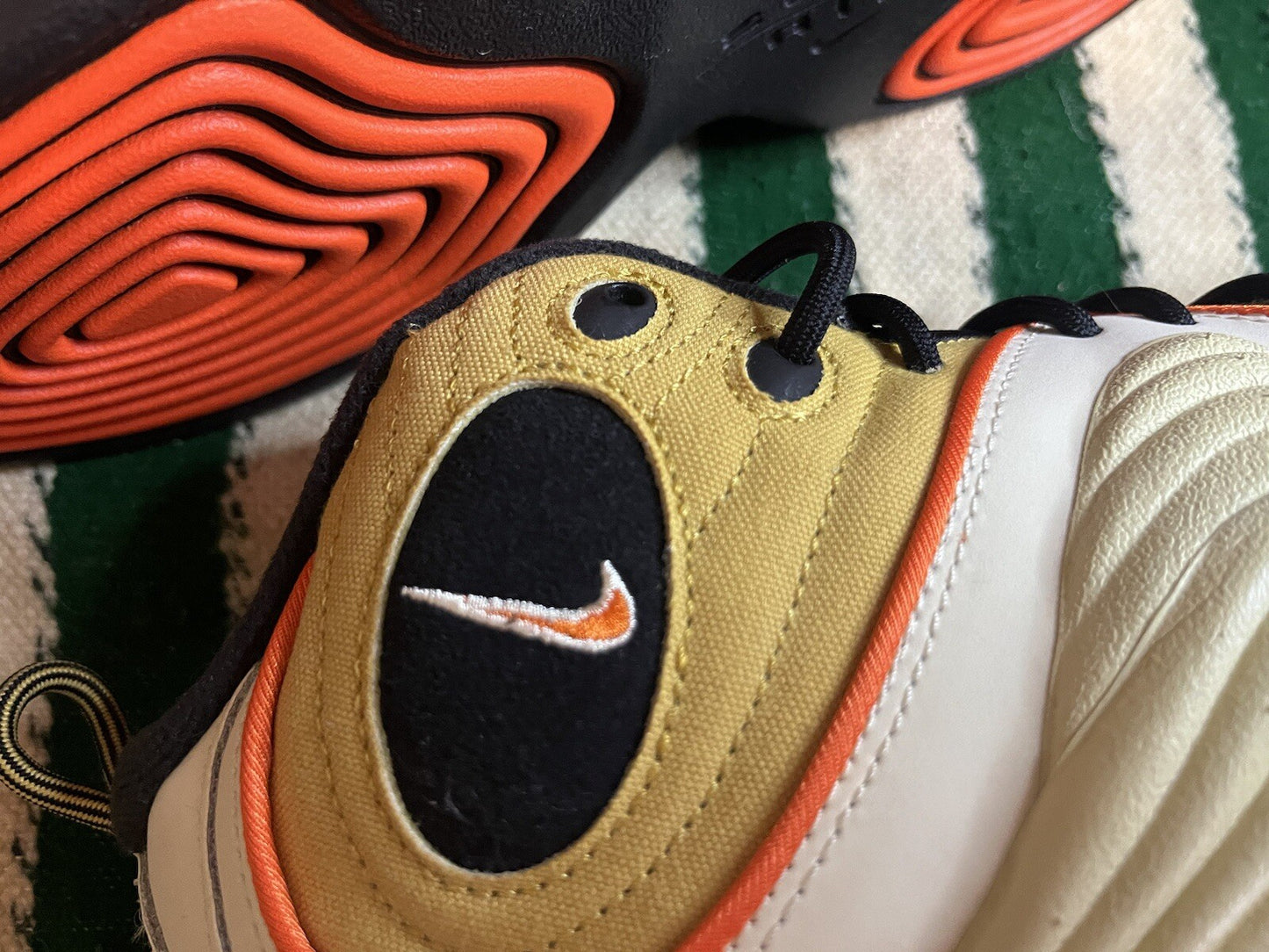 Nike Air Penny 2 Trainers Wheat Gold/Safety Orange Black Size UK 8/US 9