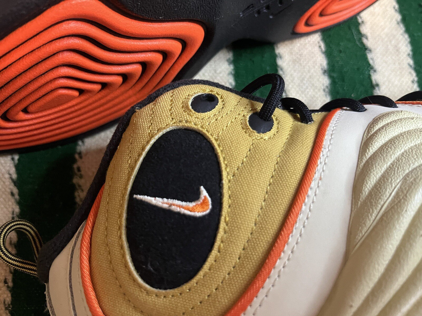 Nike Air Penny 2 Trainers Wheat Gold/Safety Orange Black Size UK 8/US 9