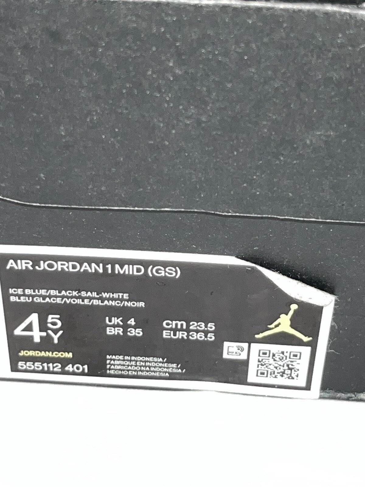 Nike Air Jordan 1 Mid Ice Blue GS Size UK 4.5 - 