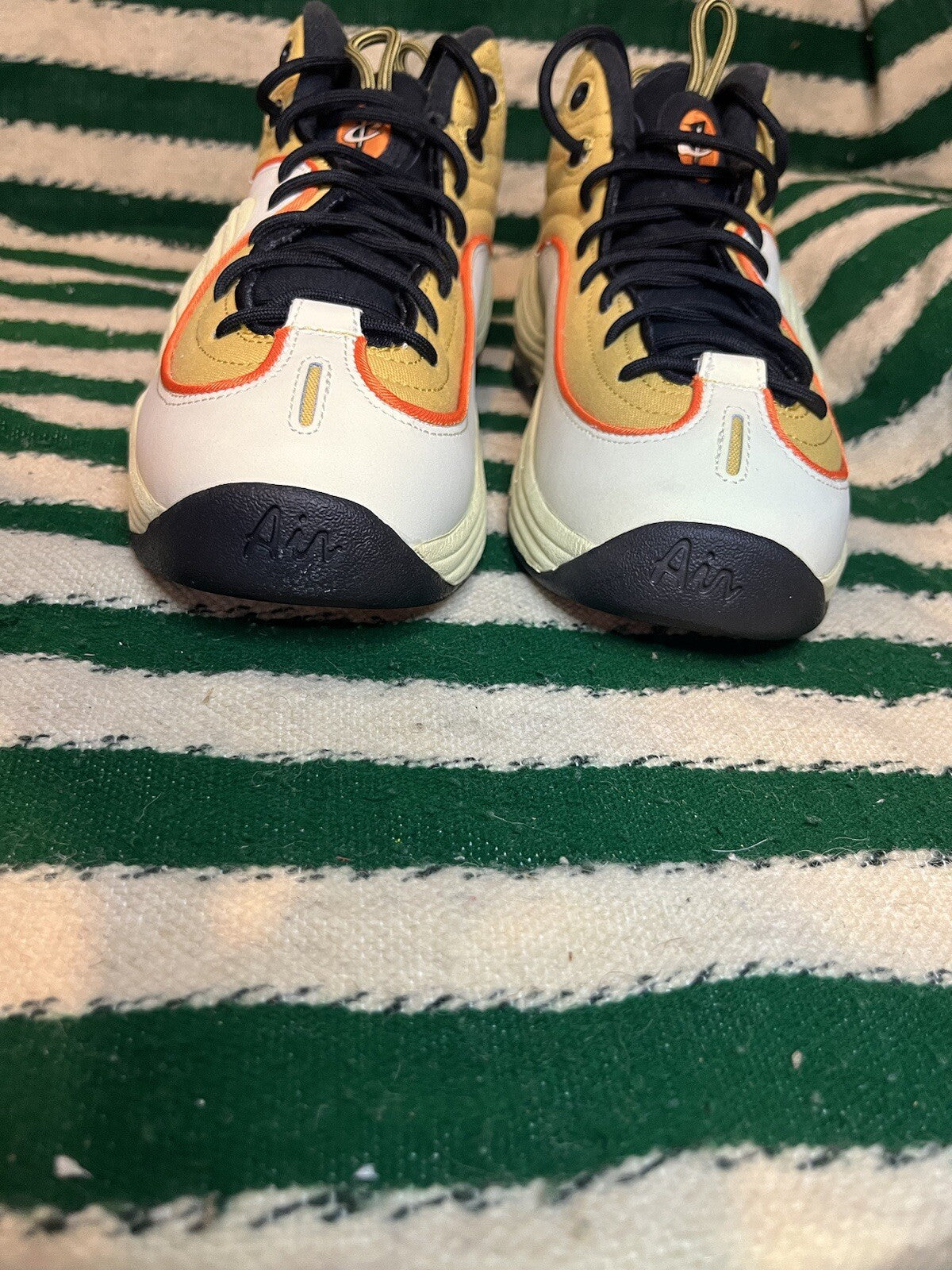 Nike Air Penny 2 Trainers Wheat Gold/Safety Orange Black Size UK 8/US 9