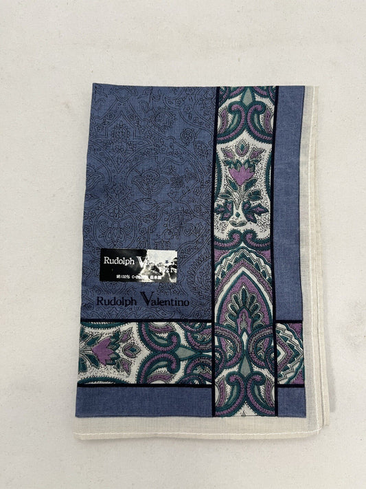 RUDOLPH VALENTINO *Blue Mens Handkerchief 46cm 
