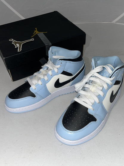 Nike Air Jordan 1 Mid Ice Blue GS Size UK 4.5 - 