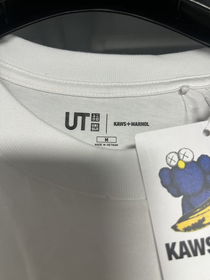 UNIQLO KAWS x Andy Warhol T-Shirt Men's M White Cotton Crew Neck  Shirt. New