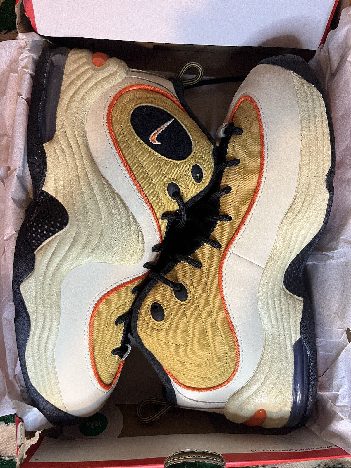 Nike Air Penny 2 Trainers Wheat Gold/Safety Orange Black Size UK 8/US 9
