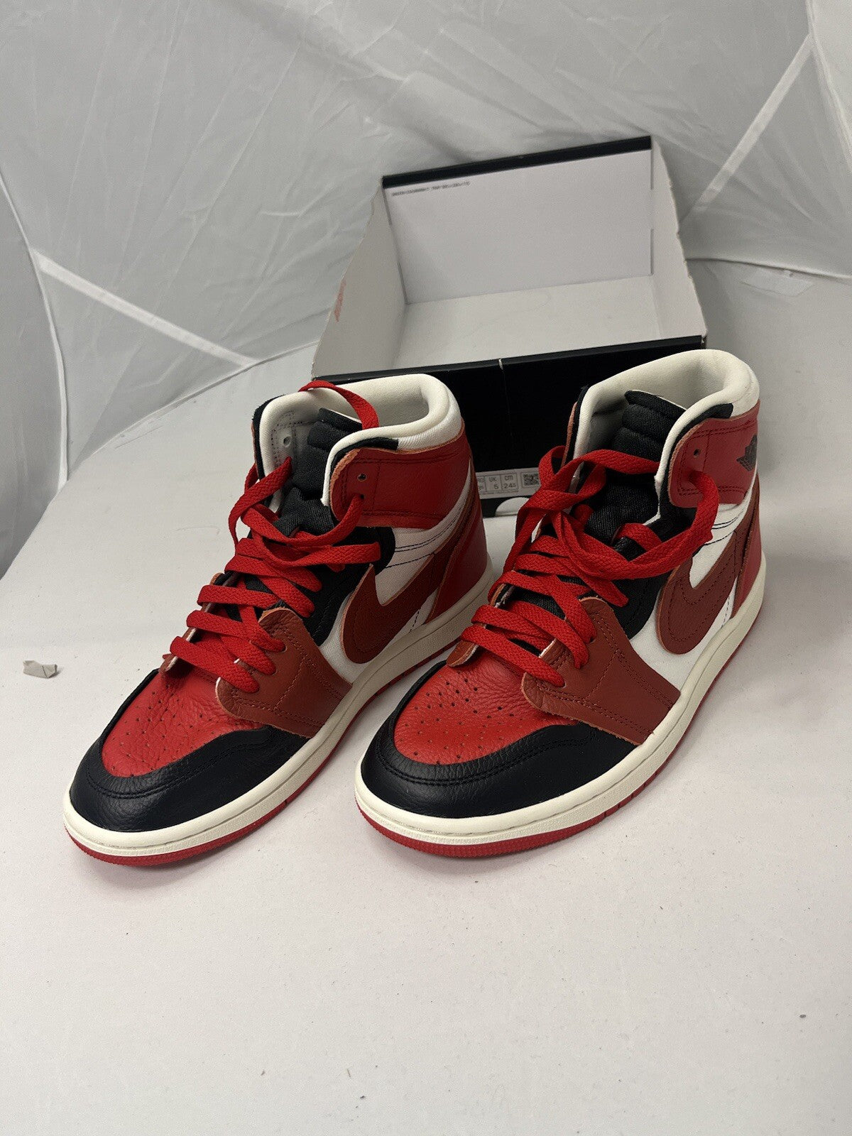 Nike Air Jordan 1 Mid Red black and white Size UK 5