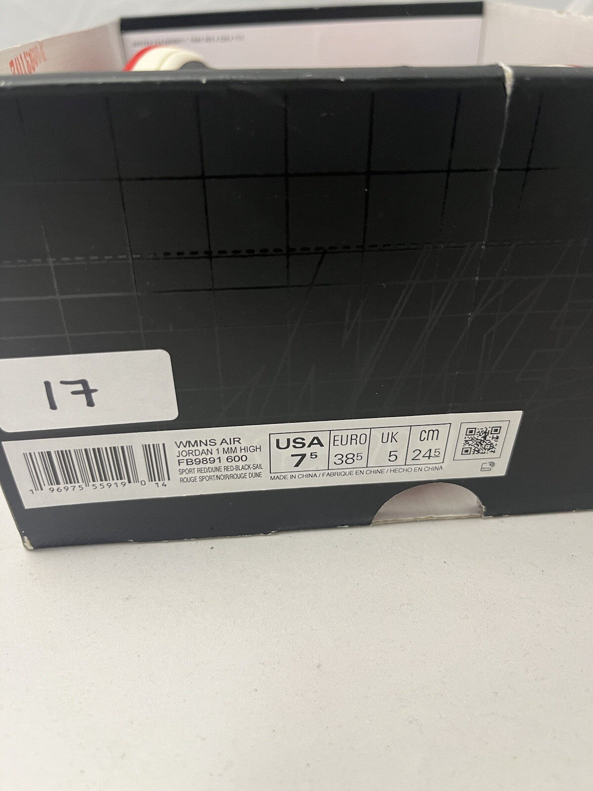 Nike Air Jordan 1 Mid Red black and white Size UK 5