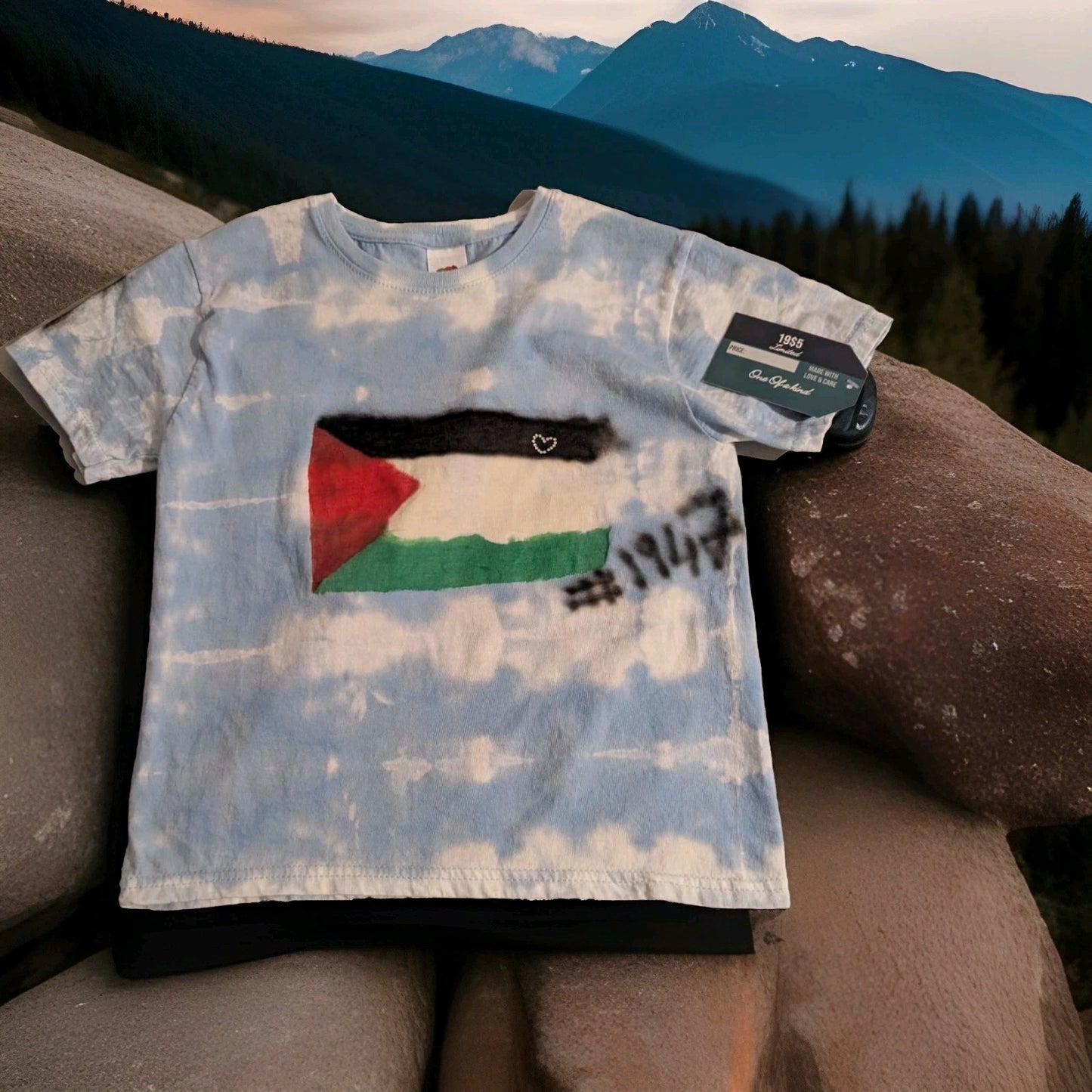 Custom Made 1947 T Shirt Blue & White Size 5-6 Years