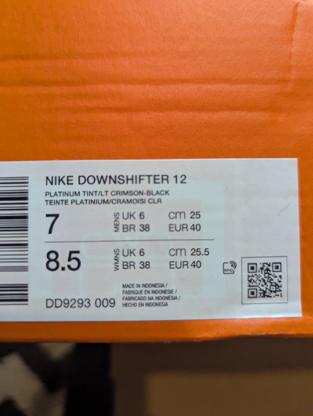 Nike Downshifter 12 Low Platinum Tint/LT Crimson  DD9293-009 Men's Size 7 NWOB