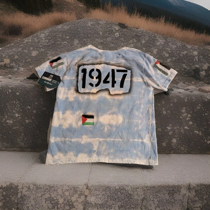 Custom Made 1947 T Shirt Blue & White Size 5-6 Years