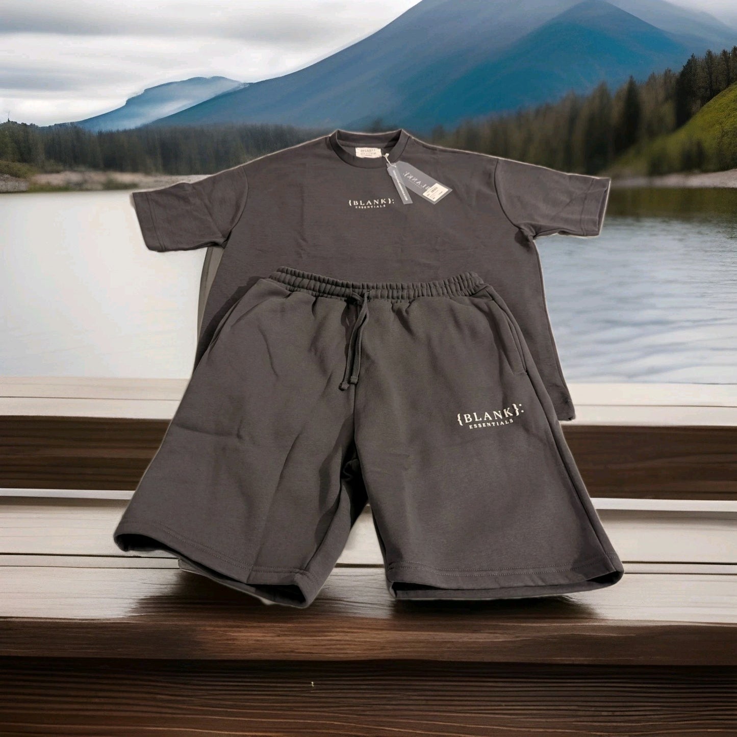 Essentials  Blank Puff Print T-Shirt and Shorts Set